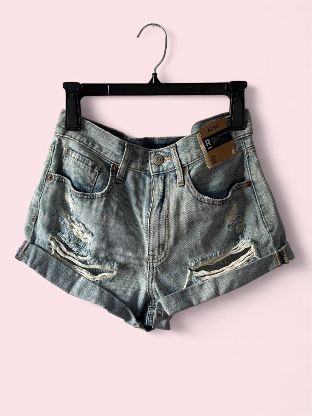 Aeropostale Light Blue Distressed Denim Jean Shorts